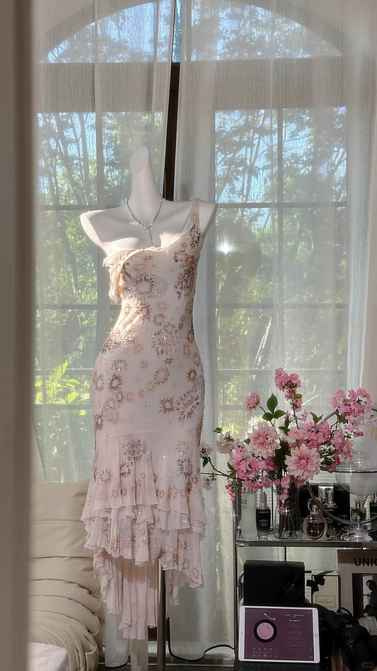Ivory white floral vintage beaded chiffon short homecoming dress prom dress evening dress party dress gh4821
