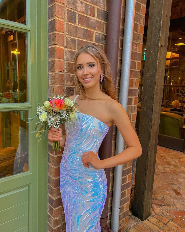 Charming Mermaid One Shoulder White Satin Long Prom Dress SH955