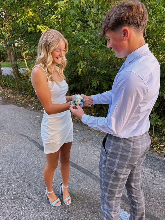 White Short Bodycon Prom Dress Mini Homecoming Dress SH1110