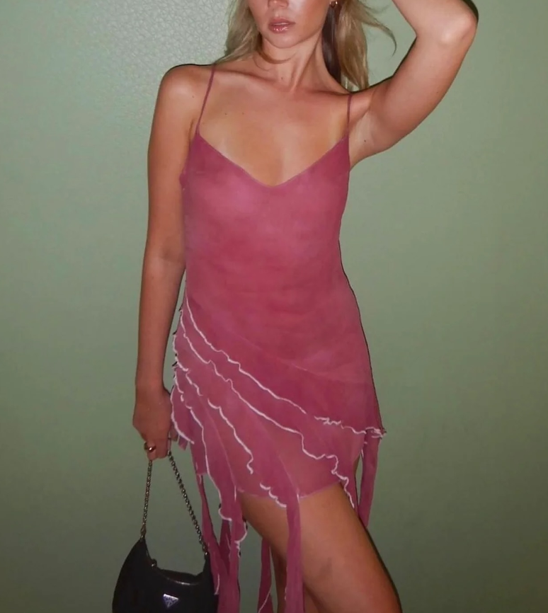 Cute Sheath Spaghetti Strap Ruffle Chiffon Short Homecoming Dress Birthday Dress SH2339