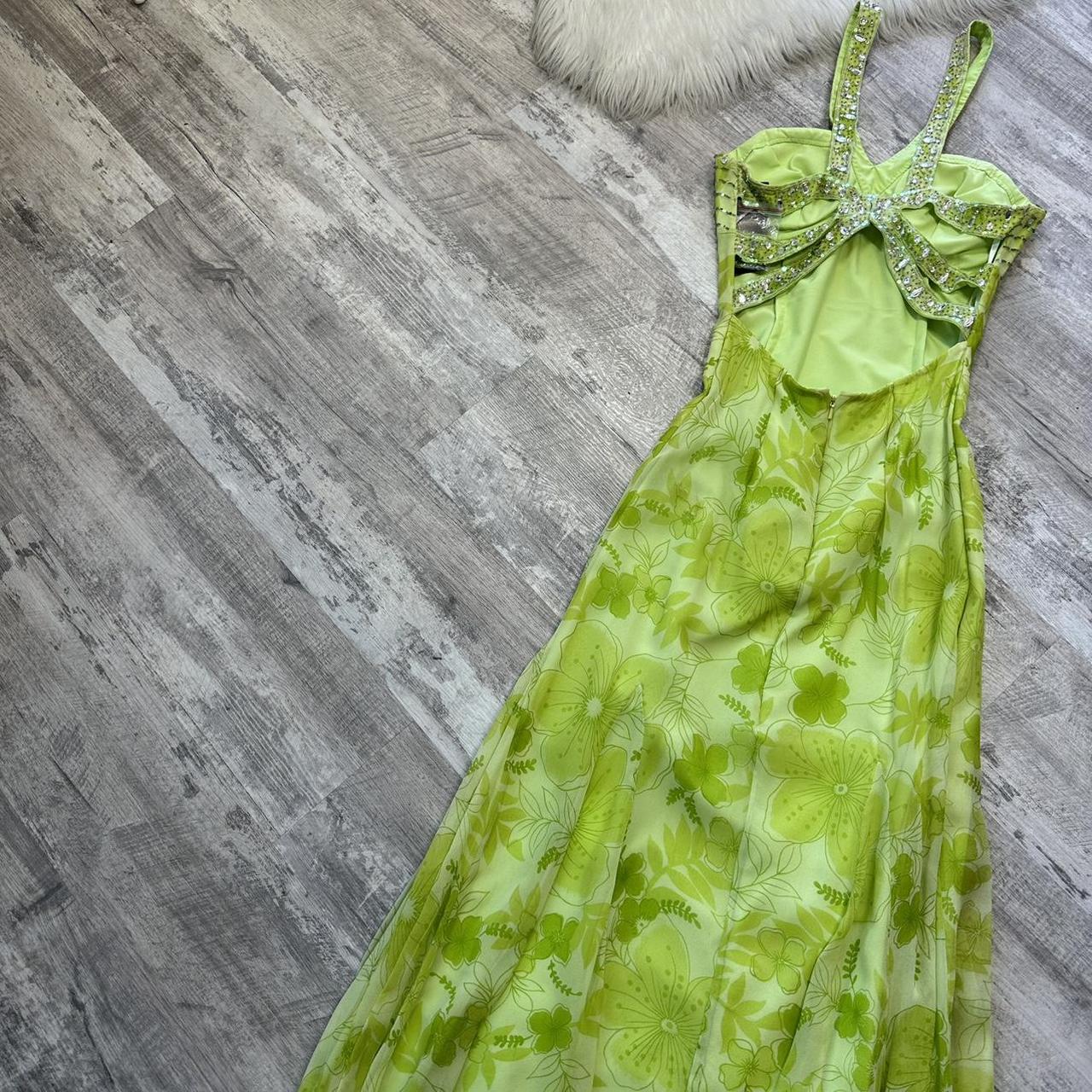 Beautiful light green maxi dress floral sequins vintage prom dress 90s dress maxi dress y2k dress fairy dress wedding guest dress homecoming dress gh4516