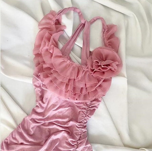 Pink Floral Fairy Short Chiffon Homecoming Dress Birthday Dress gh4665