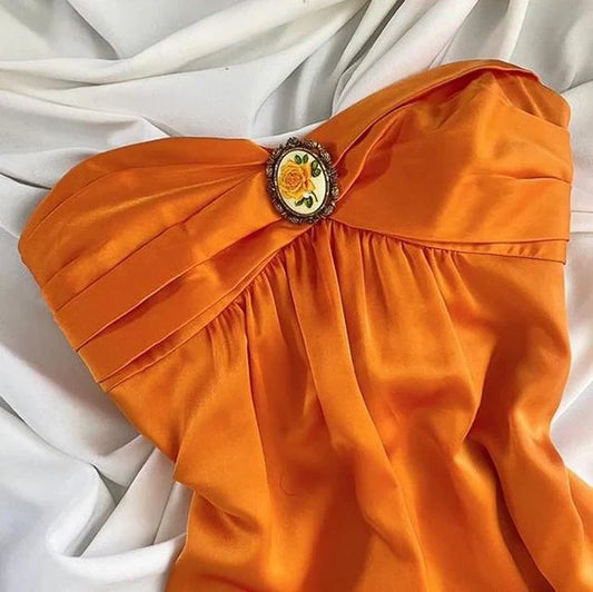 Orange Vintage Rose Elegant short Birthday Dress Party Dress Homecoming Dress Cocktail Dress gh4670