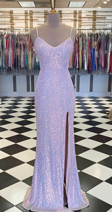 Vintage Mermaid Floor Length Sleeveless Sequin Prom Dress P1195