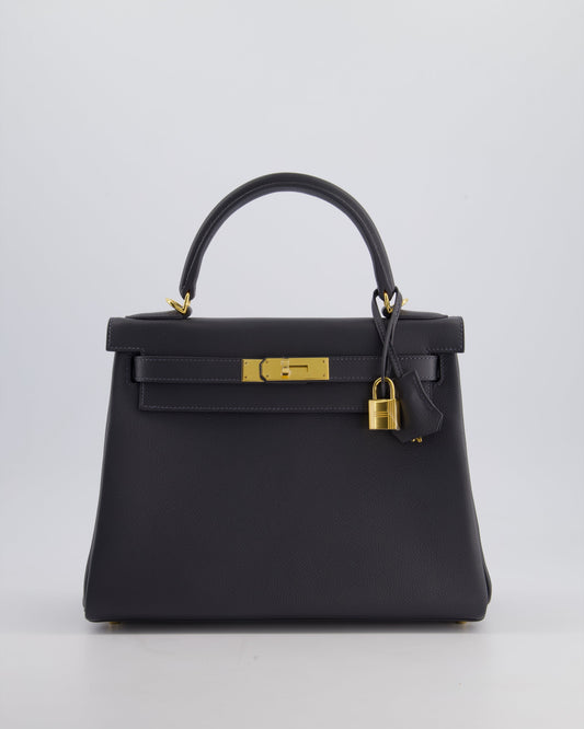 *RARE* Hermès Kelly 28cm Retourne Bag in Ardoise Evercolor Leather with Gold Hardware