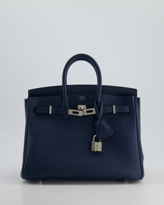 *HOT* Hermès Birkin Retourne 25cm Bag in Bleu De Prusse Togo Leather with Palladium Hardware