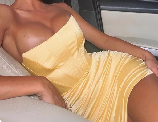 Sexy Yellow Tube Top Herringbone Bodycon Homecoming Dress P3205