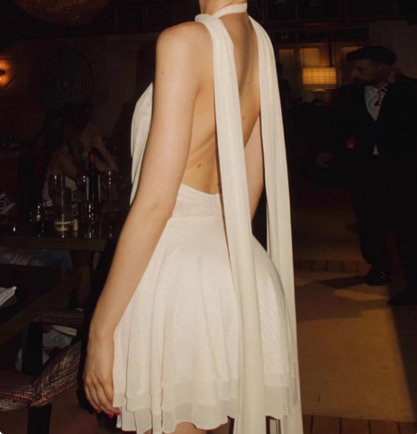 Sexy Deep V Neck Mesh Halter Neck Backless Homecoming Dress P3223