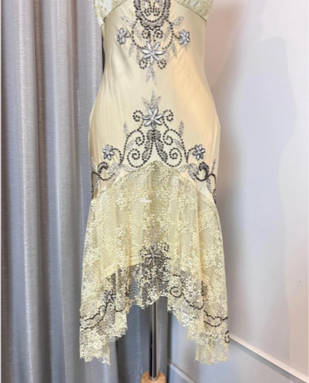 Vintage Yellow Strap Heavy Beaded Satin Lace Mermaid Prom Dress P3393