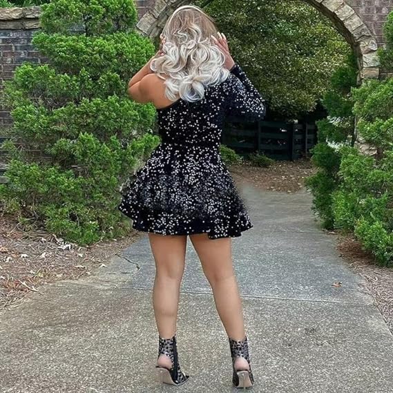 Sexy Birthday Dresses Black Sequin Homecoming Dresses Birthday Outfits P366