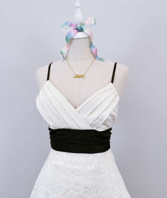 White Vintage Lace Short Chiffon Pleated Homecoming Dress gh4654