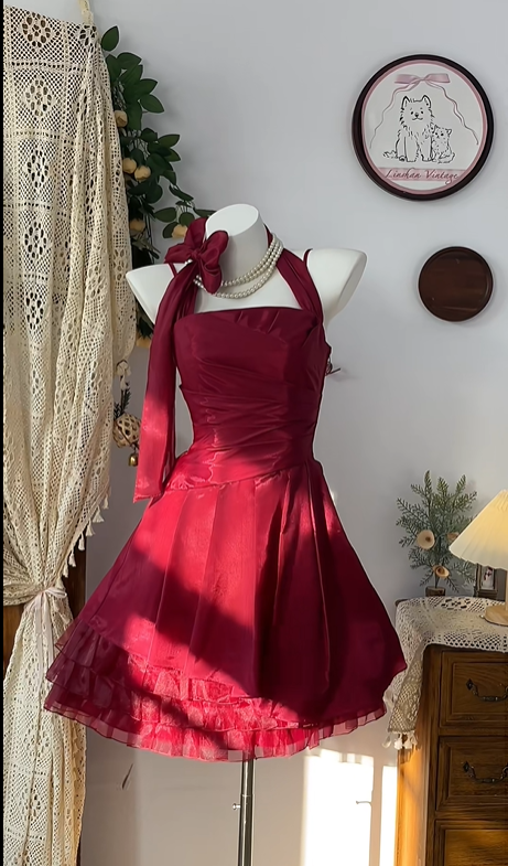 Burgundy Fashion Satin Short Tulle Homecoming Dress Prom Dress Birthday Party Dress gh4695