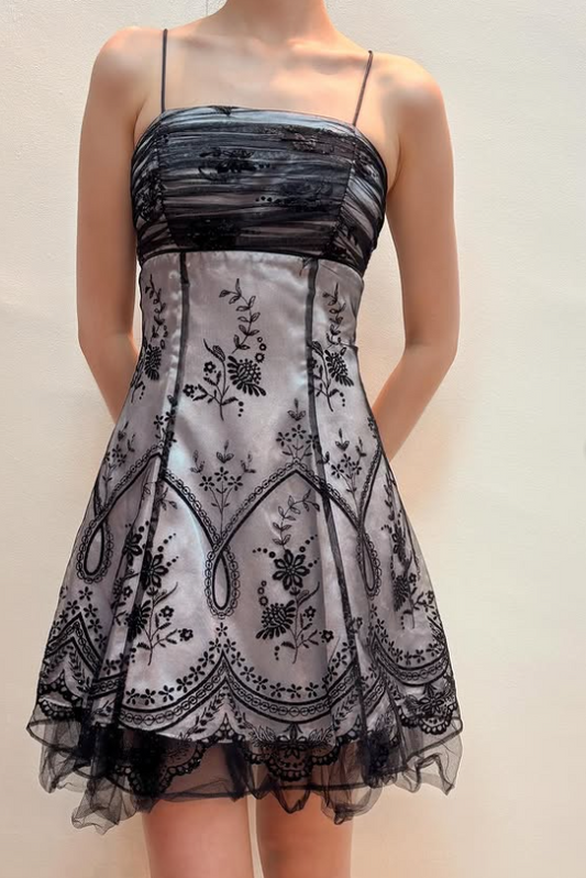 Y2K Black Grey Prom Dress Homecoming Dress Gothic Dress Fairy Dress gh4600
