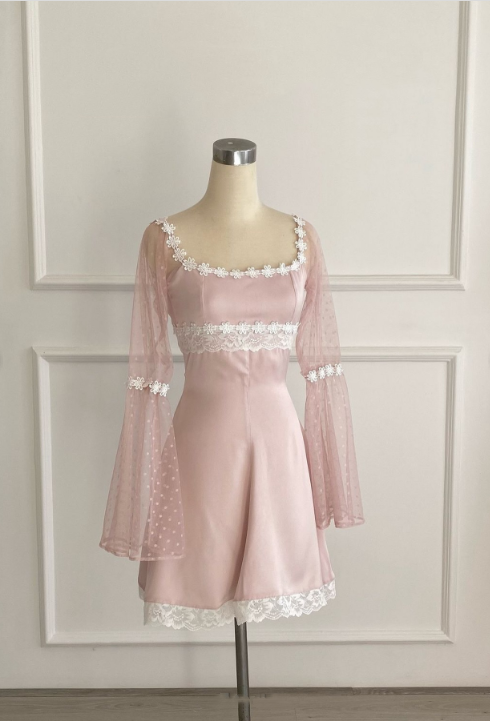 Dark Pink Vintage Lace Sweet Short Satin 8th Grade Homecoming Dress Party Dress gh4891