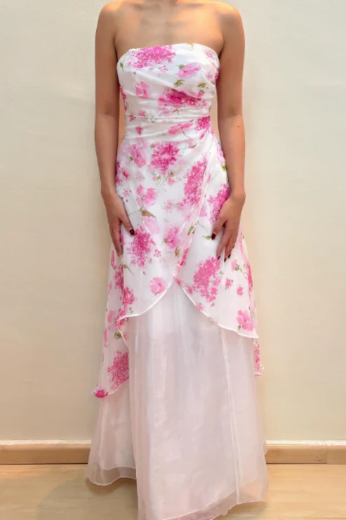 amakanas--Pink Exquisite Floral Long Chiffon Prom Dress Homecoming Dress Fairy Dress gh5680