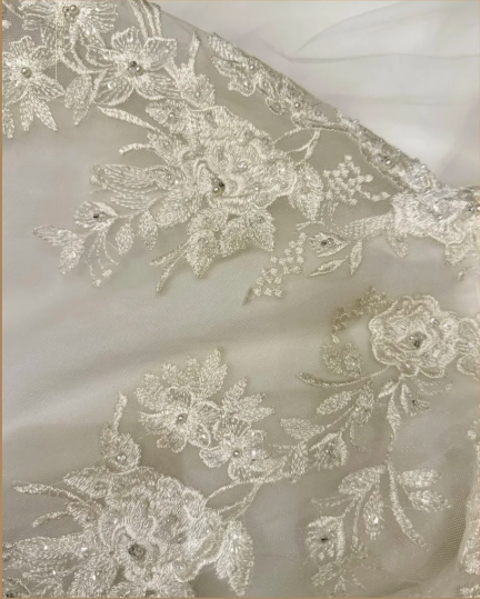 Glamorous Strapless Lace Applique Tulle A-Line Sweetheart Wedding Dress TP5334