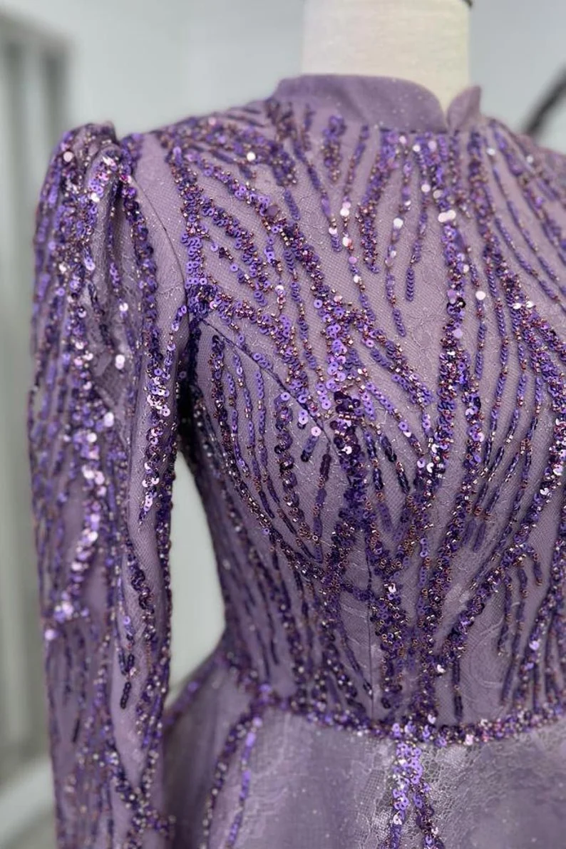 Embroidered Wedding Dress, Muslim Evening Gown Prom Dress fg2664