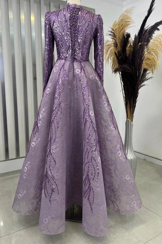 Embroidered Wedding Dress, Muslim Evening Gown Prom Dress fg2664