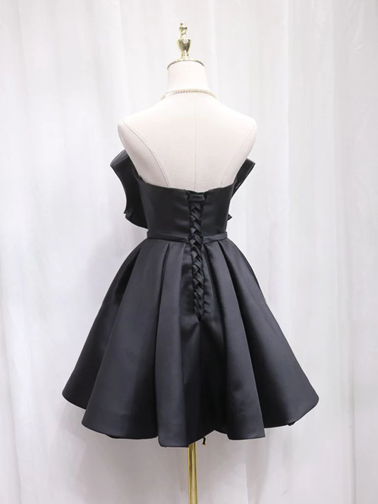 Black Sweetheart Neck Short Prom Dress, Black Homecoming Dress cg25020
