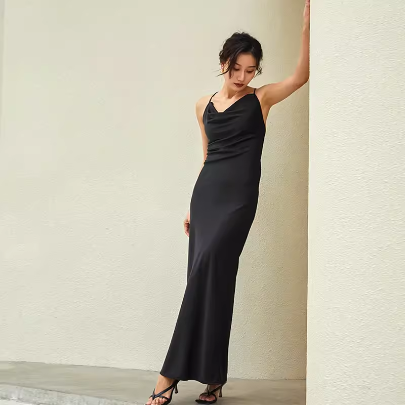 Simple Mermaid Straps Black Prom Dress 21th Birthday Outfits P680