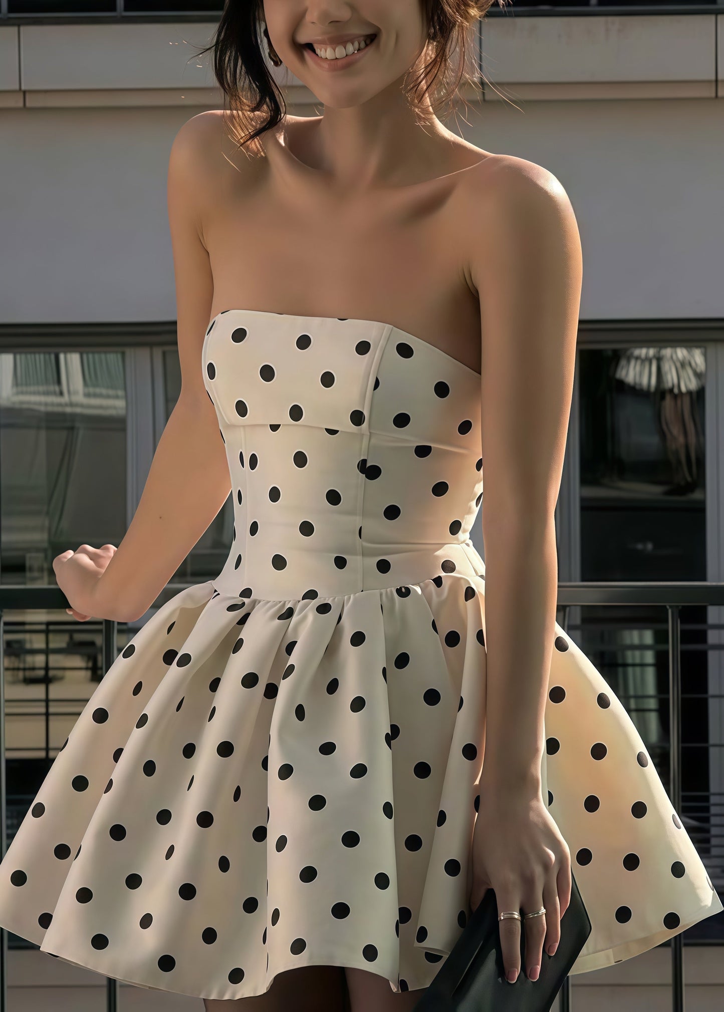 Strapless A-Line Homecoming Dress Dots Fashion Girls Party Dress,AST1830
