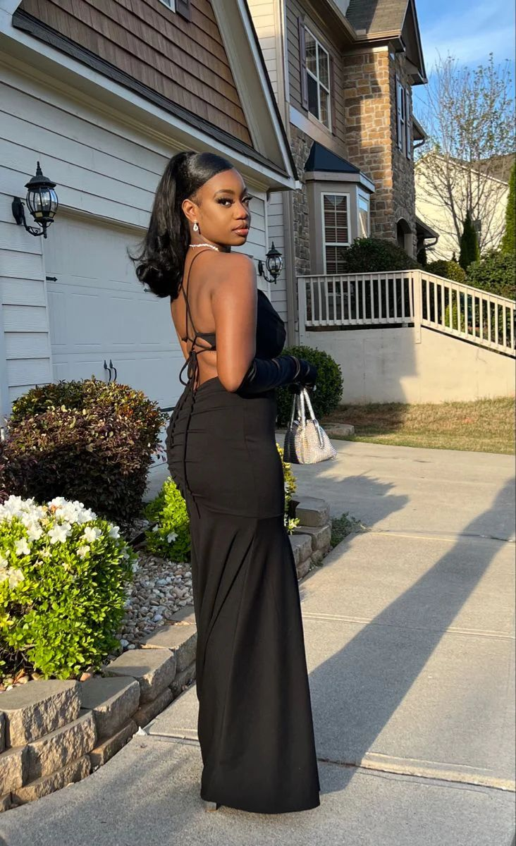 Simple Black Mermaid Evening Dresses,Long Backless Prom Dresses SH848