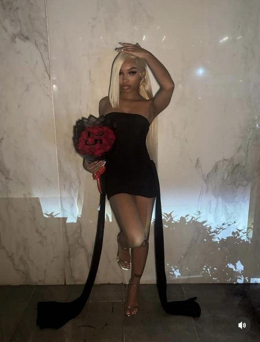 Strapless Black Sheath Short Birthday Dress Mini Prom Gown