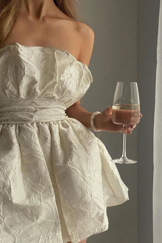 amakanas-Ivory Elegant Bud Skirt Short Satin Homecoming Dress Birthday Dress gh5282