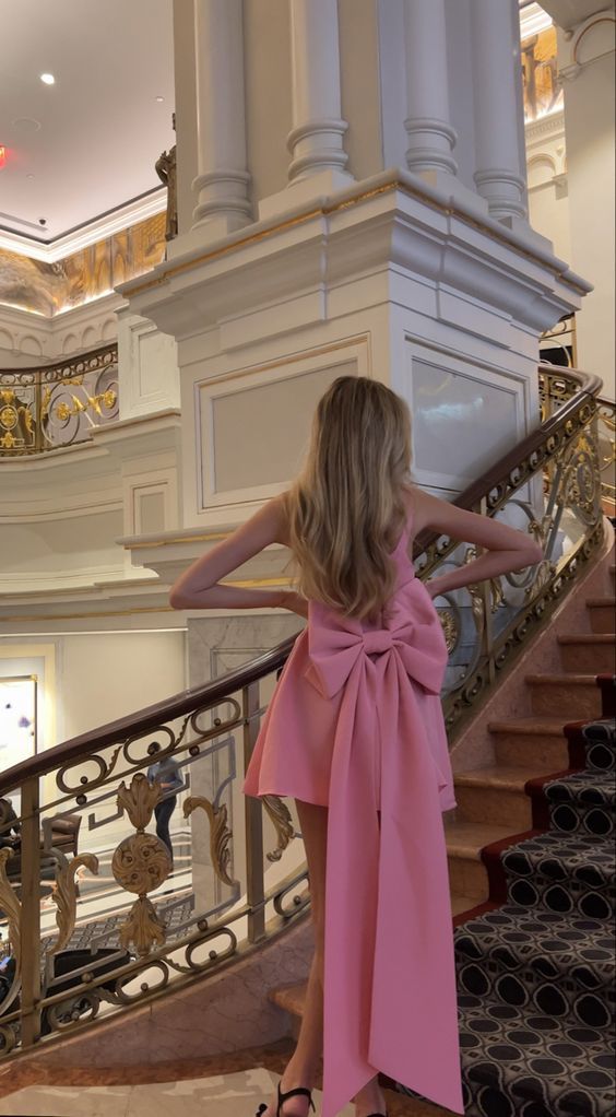 Pink Homecoming Dresses Short Cocktail Dress Party Gowns Short Prom Dress With Bowknot fg2486