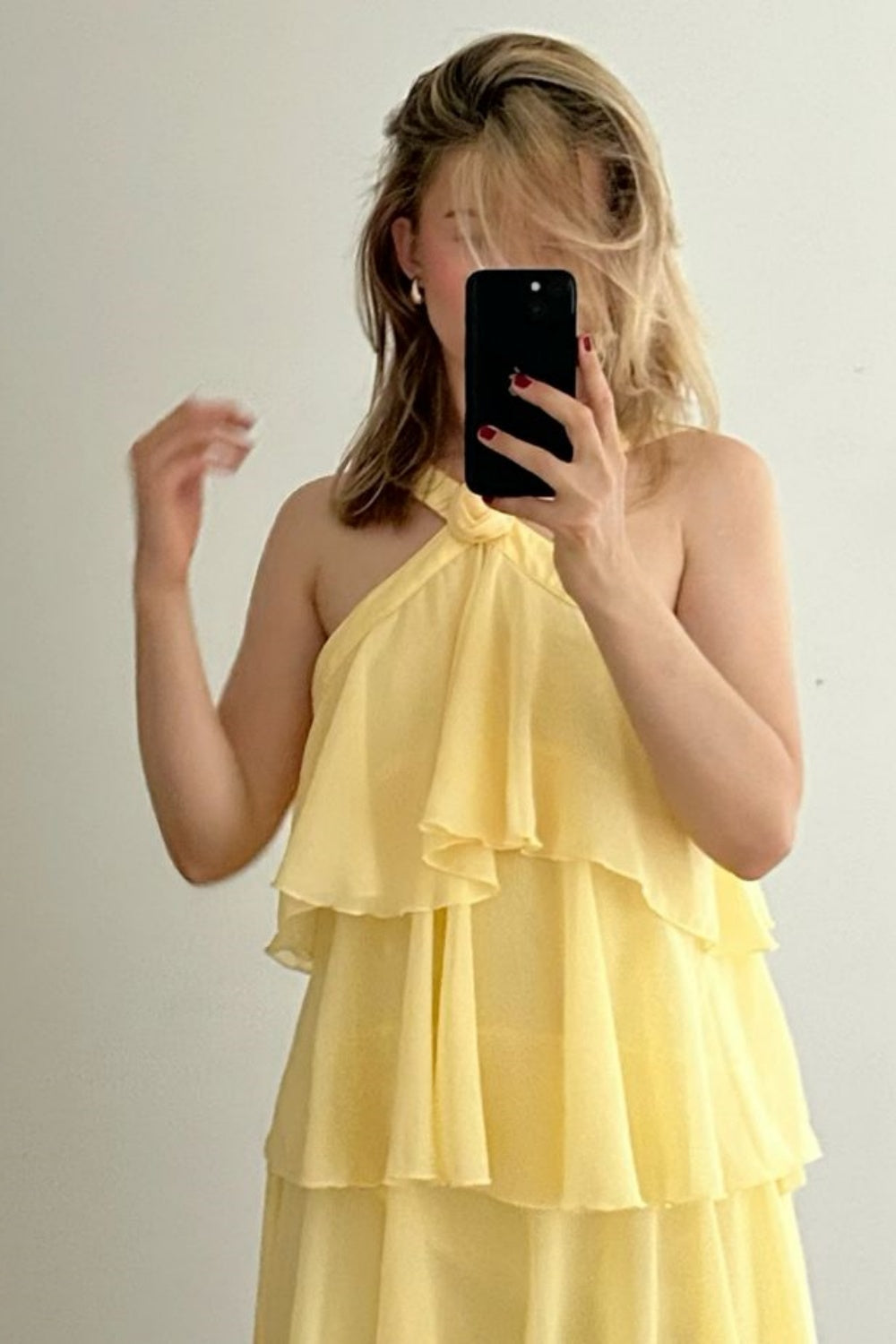 amakanas-Yellow floral suspender short homecoming dress chiffon girlfriend dress sister dress gh5800