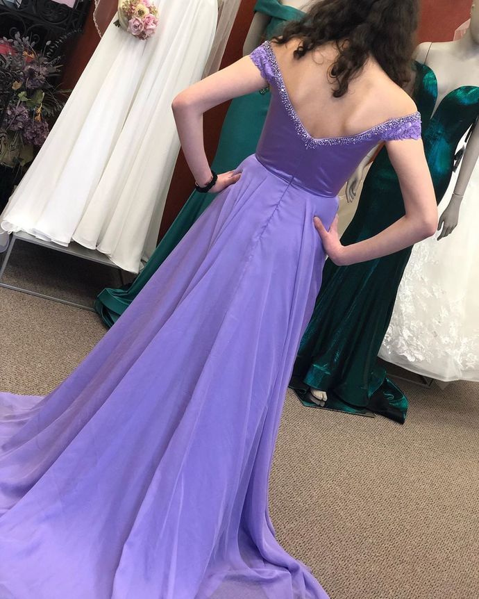 Off the Shoulder Purple Prom Dress cg11479