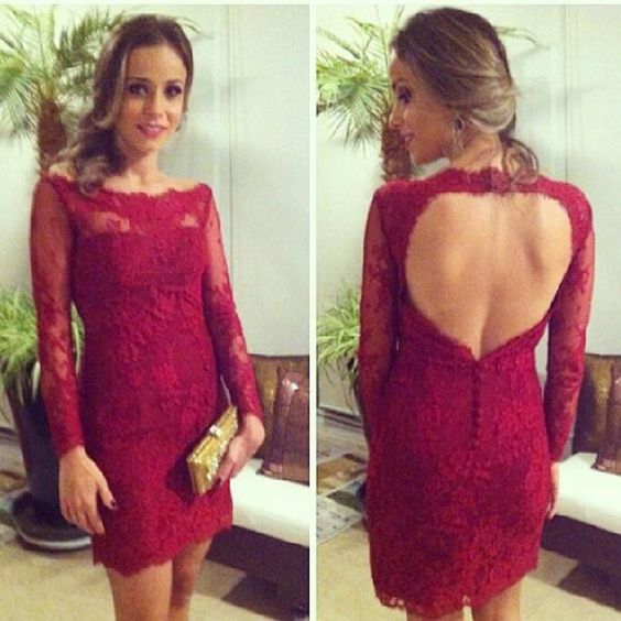 Backless Bridesmaid Dresses, Sexy Long Sleeve Open Back Evening Dresses Homecoming Dress cg11938