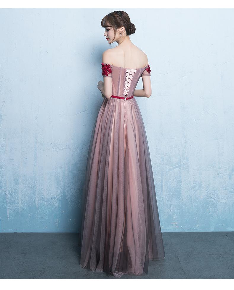 Pink Off Shoulder Floor Length Bridesmaid Dress, A-Line Off Shoulder Prom Dress cg13425