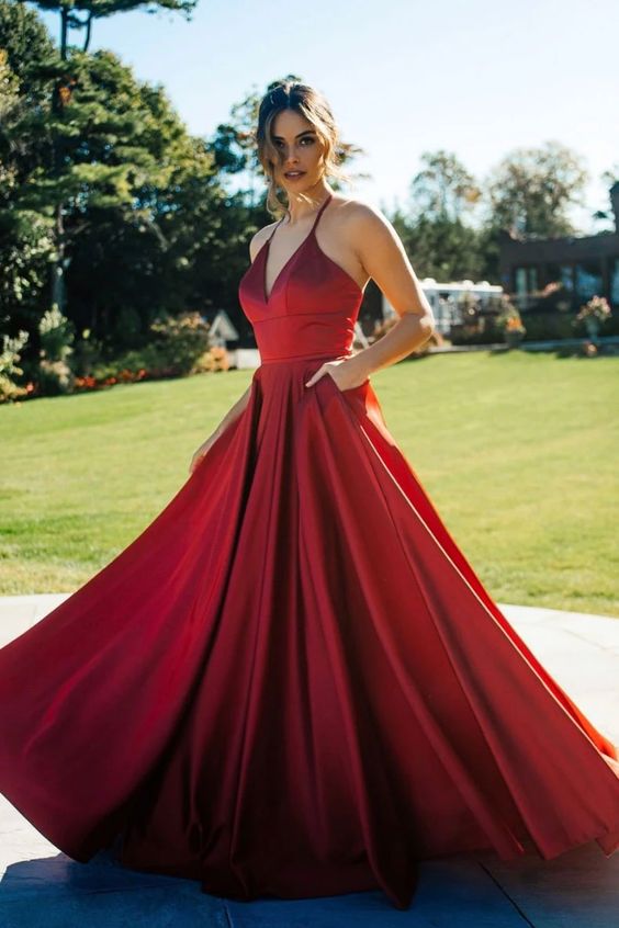 Spaghetti Straps Red Long Prom/Evening Dress cg14489