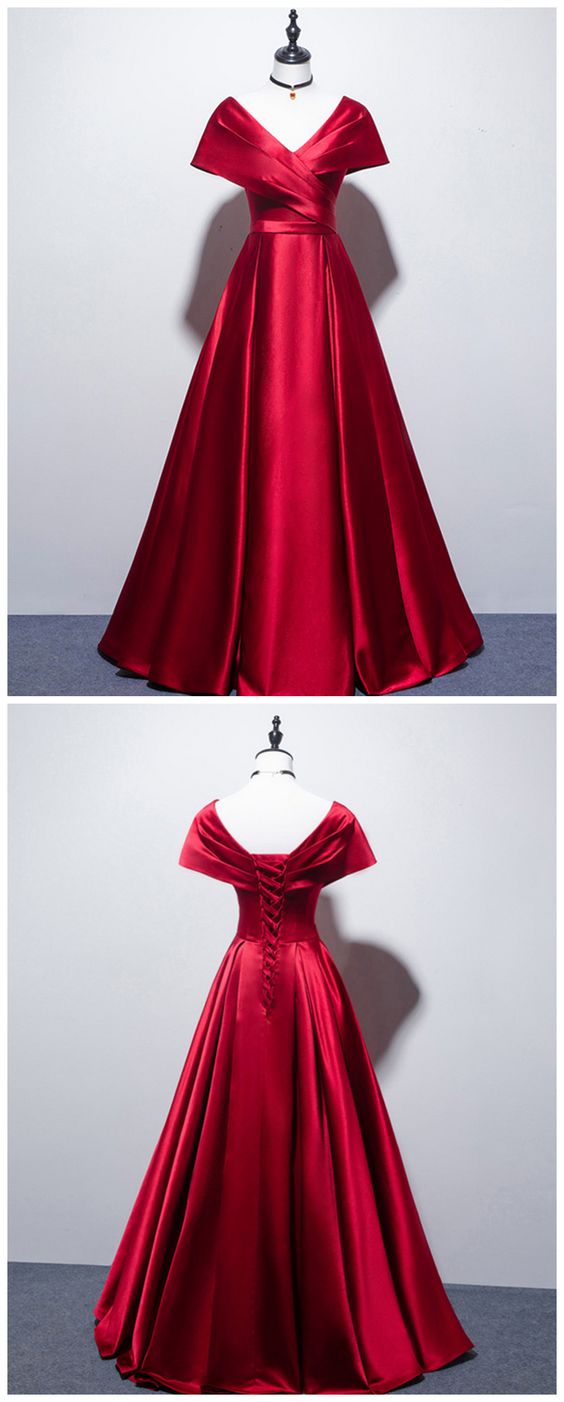 Long Prom Dress Satin Bridesmaid Dress,Burgundy Bridesmaid Dress cg14752
