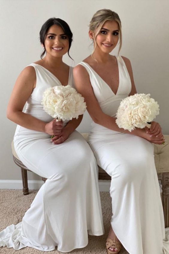 White Flatters Long Bridesmaid Dress prom Dress cg15740