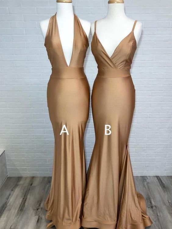 Gold Bridesmaid Dresses, Gold Prom Dress, Bodycon Tight Prom Dress cg15833