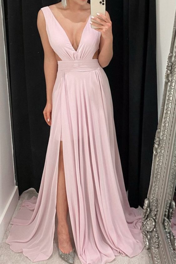 Mauve Bridesmaid Dresses Chiffon Long Split Wedding Party Dress prom Dresses cg16252