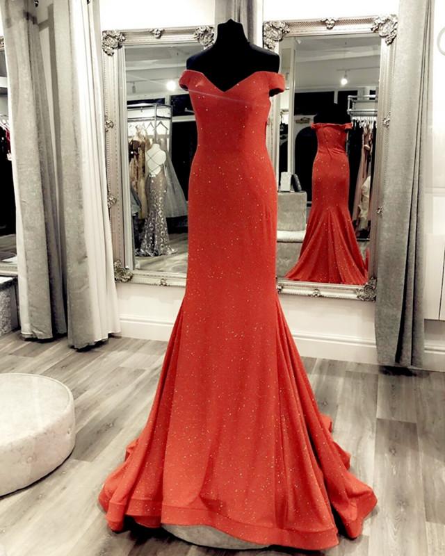 Sparkle Mermaid Off The Shoulder Prom Dresses cg16477