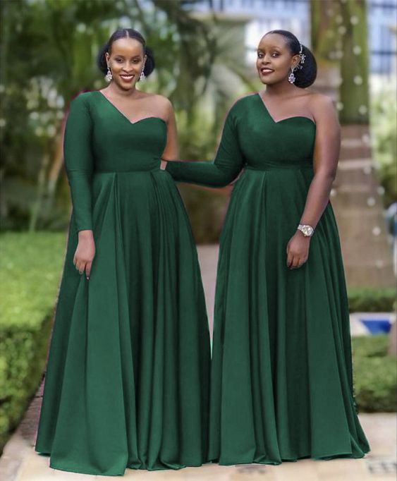 prom dresses dark green bridesmaid dresses one shoulder floor length gowns cg12379