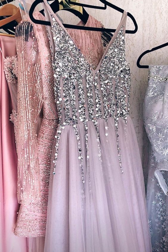 sparkle A-line tulle long formal dress prom dress cg17920