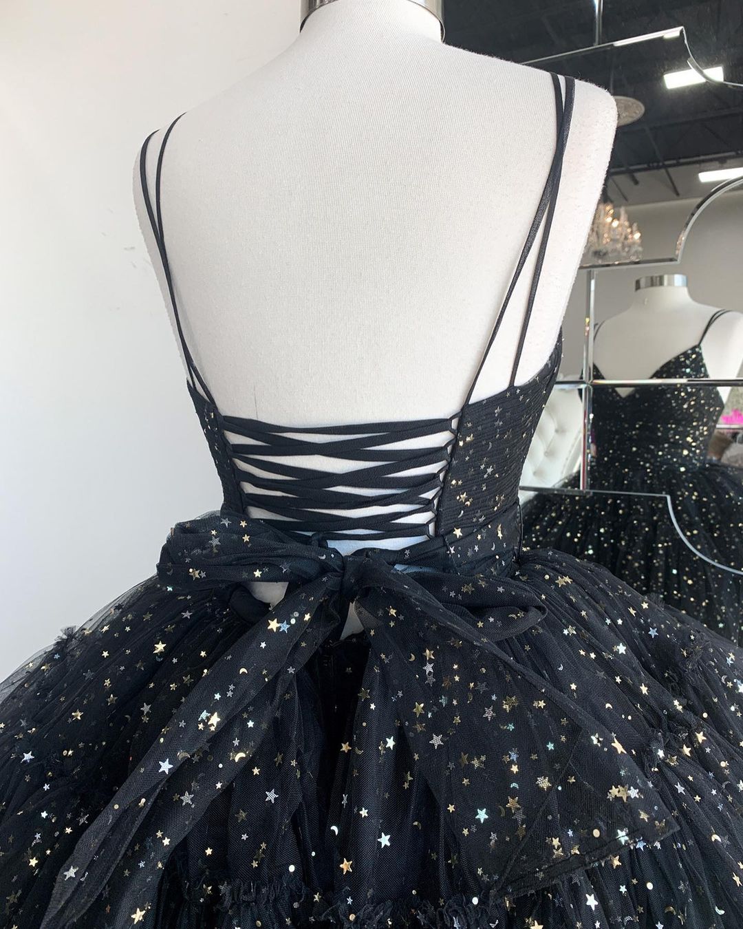 sparkle A-line high low prom party dress features with spaghetti straps cg21167