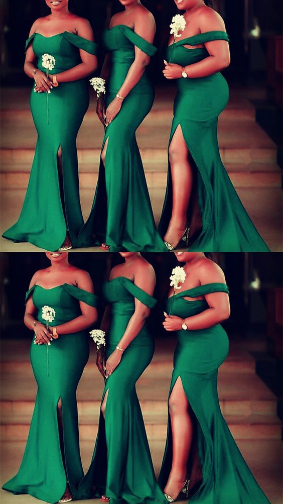 Emerald Green Mermaid Satin Bridesmaid Dress Prom Dresses cg21745