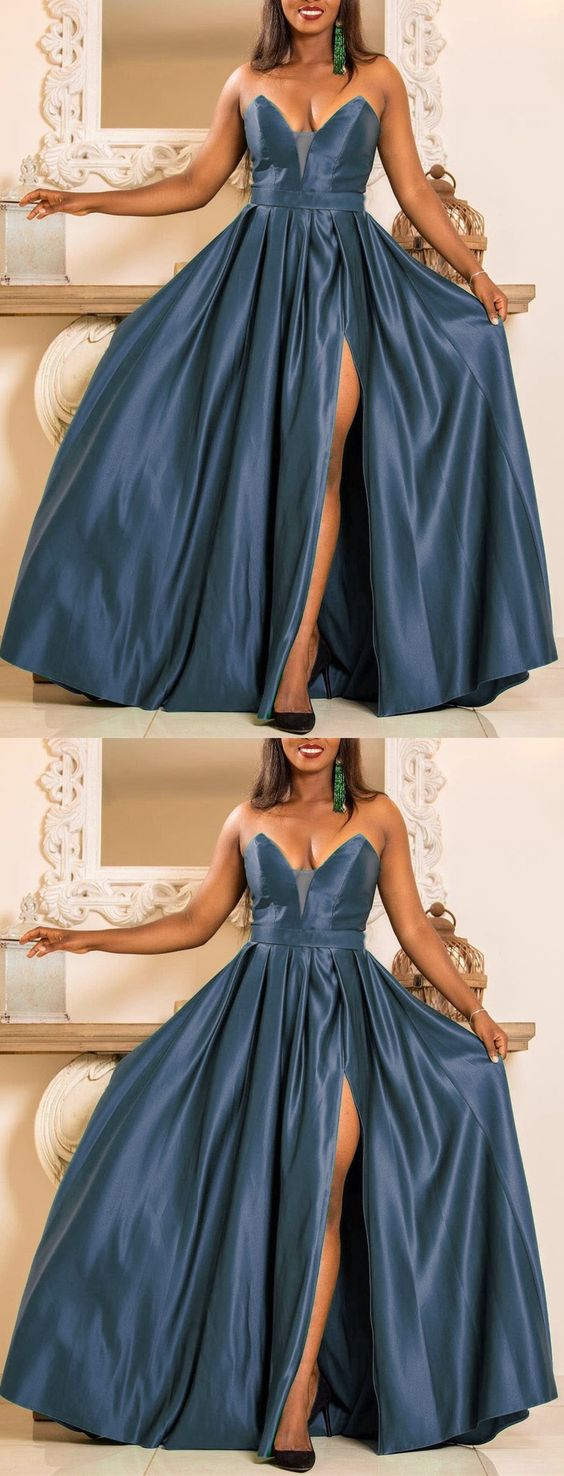 Dusty Blue Bridesmaid Dresses Long Prom Dress cg22408