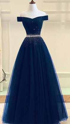 Tulle prom gown,off shoulder prom dresses,long prom dress,a line evening dress cg6013