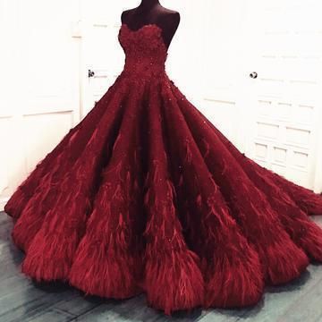Romantic Lace Sweetheart Bodice Corset Feather Ball Gown Prom Dresses cg6130