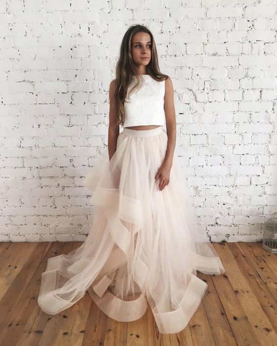 Unique Two Piece Long Prom Dress cg6494