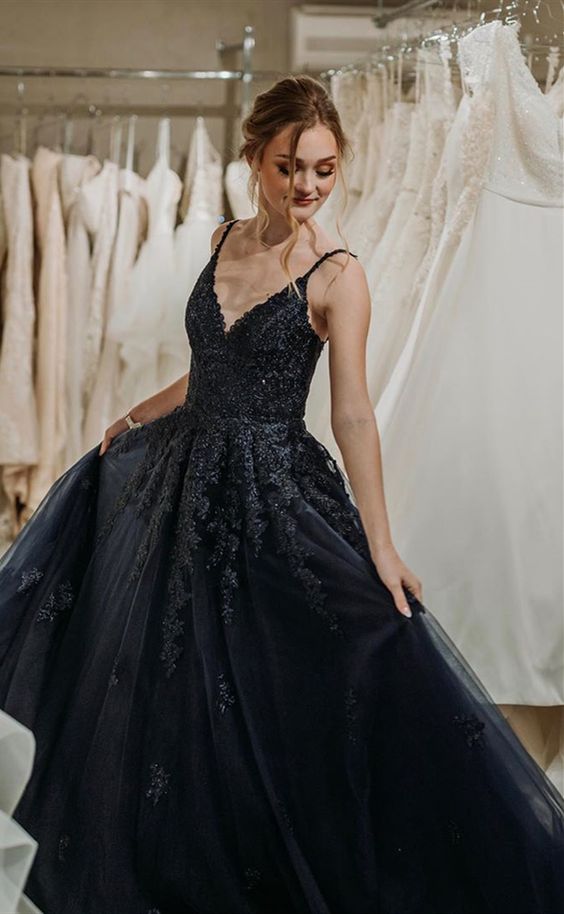 pretty black long prom dresses, modest prom gowns with lace, fashion a line prom dresses cg7350