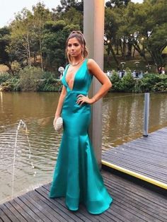 Deep V Neck Mearmaid Long Prom Dress cg7380