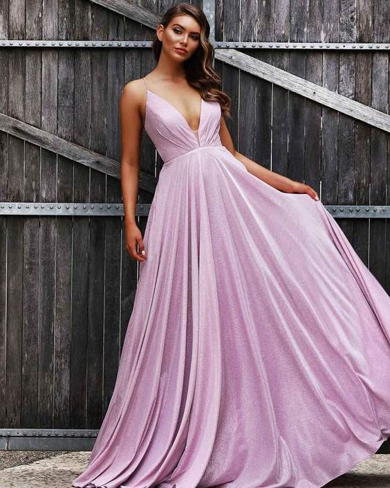 Simple A Line V Neck Long Prom Dresses cg7448